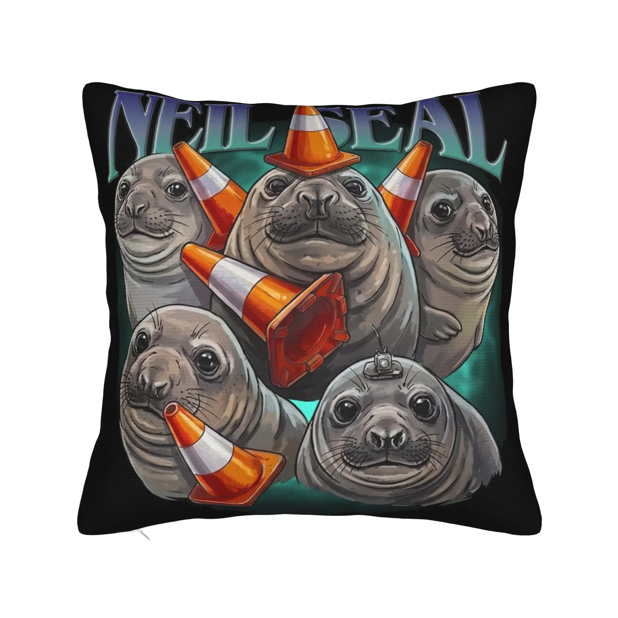 Neil the Seal Tasmanian celebrity Pillowcase Soft Fabric Cushion Cover Decor  Throw Pillow Case Cover Seater Square 40*40cm