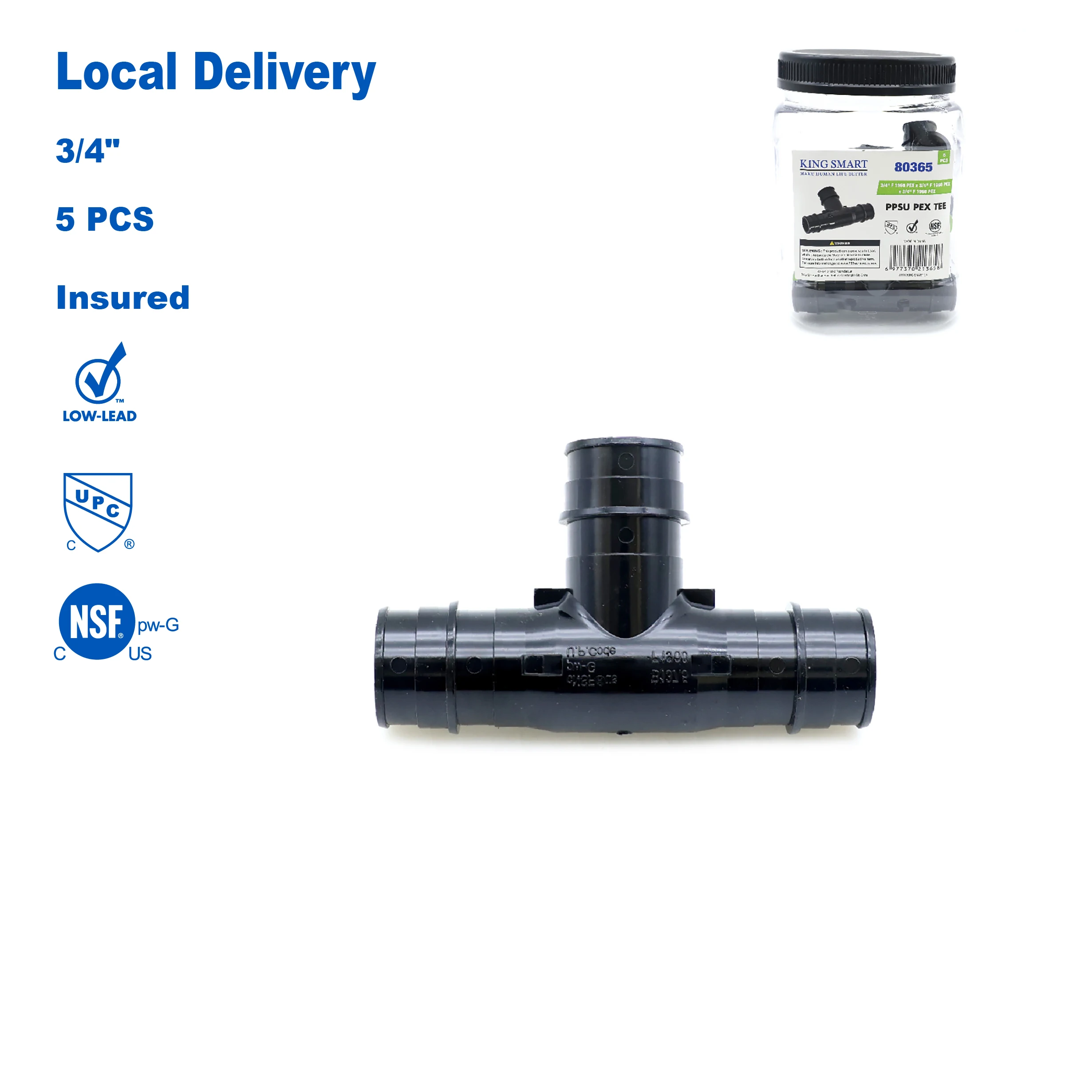 

KING SMART F1960/Wisbo/PEX Расширение 3/4" * 3/4" * 3/4" PEX Тройник; 5шт/корпус; PPSU; 80365