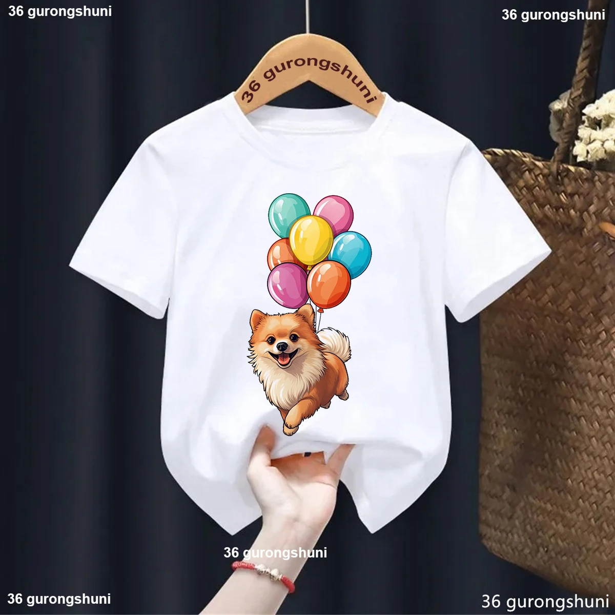 Rainbow Pomeranian Cute Colorful Puppy Dog Lover Printed Tshirt Kids Fashion Kawaii Girl T Shirt Summer Casual Toddler T-Shirt