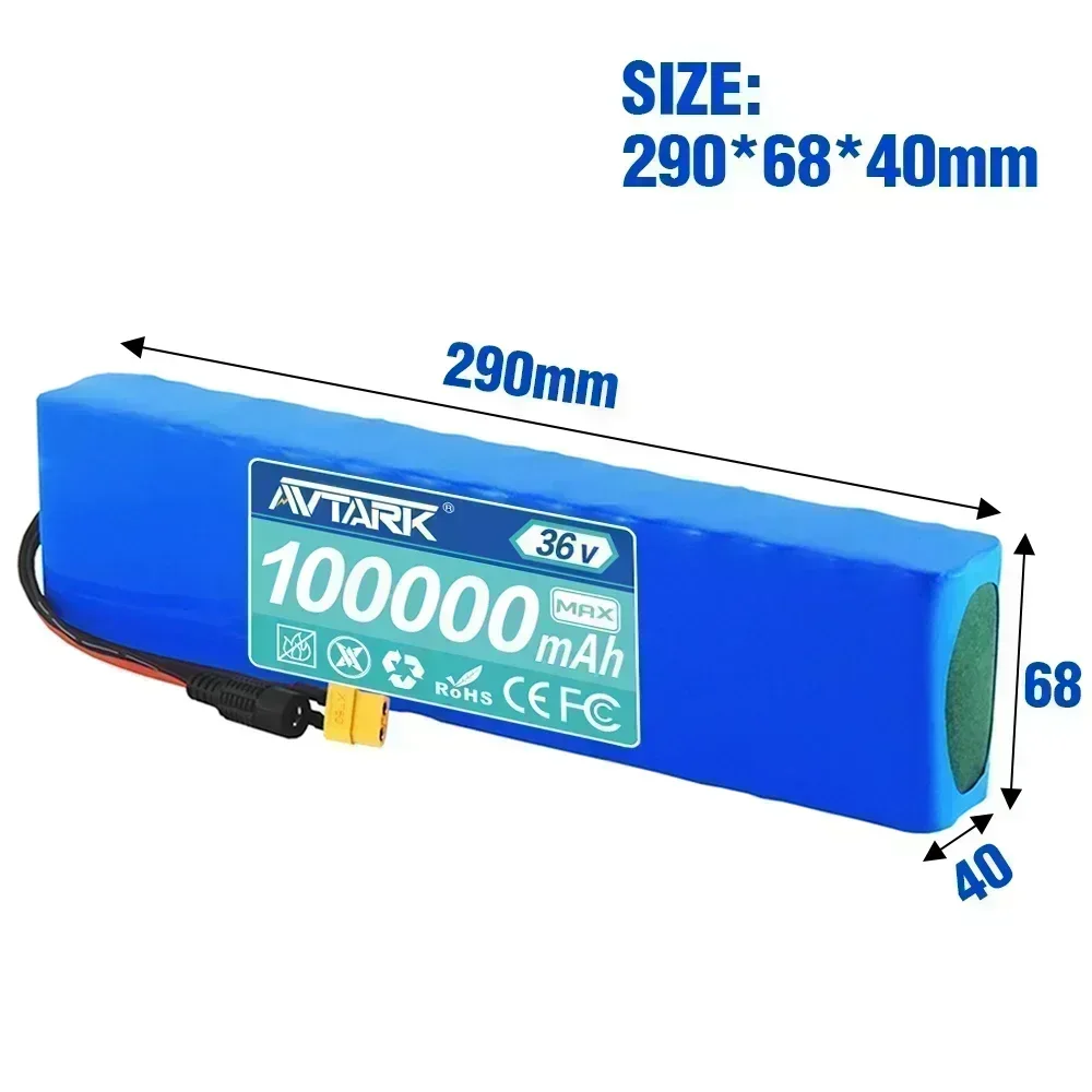 36V 36Ah Rechargeable Lithium Battery Pack 18650 10S3P 500W Power Modified 36V Electric Scooter Battery with BMS, SYP XT60 JST