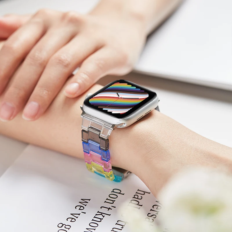 قوس قزح الألوان الفرقة ل أبل حزام ساعة 876 5 4 3 SE 42 مللي متر 38 مللي متر 44 مللي متر 40 مللي متر حزام الموضة ل iWatch 41 مللي متر 45 مللي متر ساعة ذكية correa #1