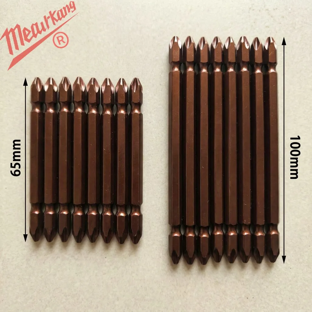 Magnetic Non-Slip Drill Bit, Dual-Head Cross Ph2 Driver & Impact Drill Bit, Compatible with Electric Screwdriver, 65mm 10pcs