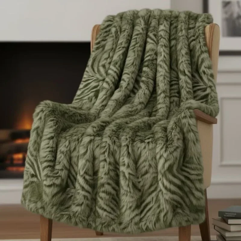 1pcs Jacquard Plush Blanket Winter Thicken Warm Bedding Blanket Luxury Premium Feel Office Long Haired Mink Sofa Nap Blankets