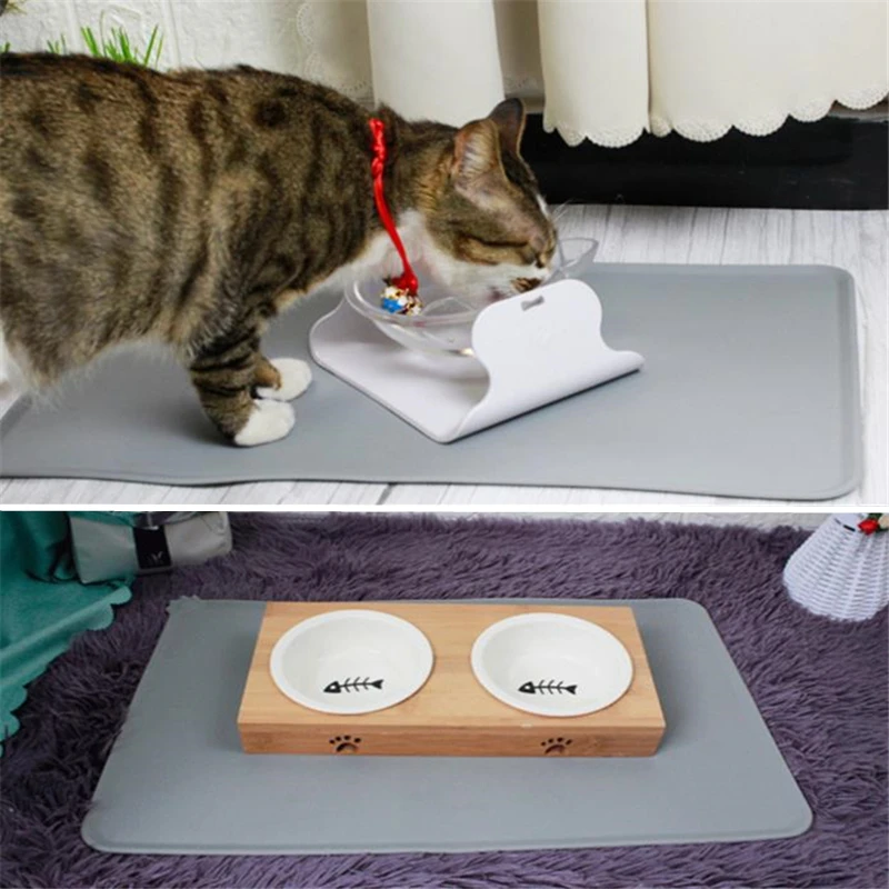 Waterproof Pet Mat for Dog Cat Silicone Pet Food Pad Pet Bowl Drinking Mat Dog Feeding Placemat easy Washing Cushion