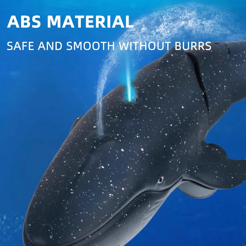 Remote Control Whale Shark Toys Electric RC Blue Whale Fish With Light Spray Whale Bionic Tail Joint Toy Christmas Gifts for Kid