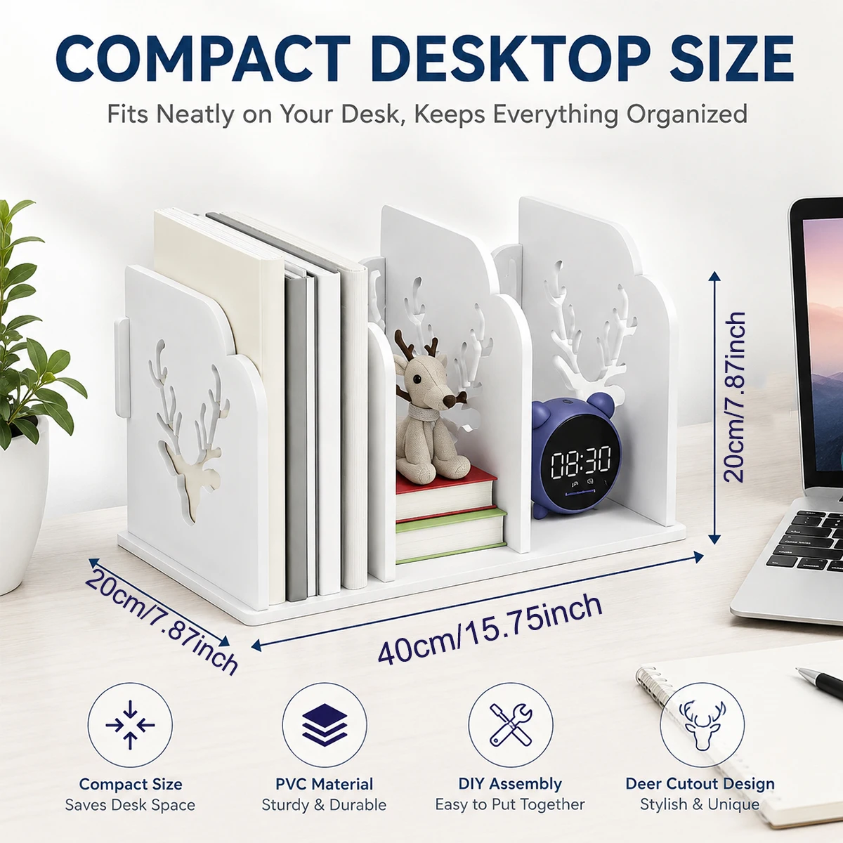 Antlers desktop file organizer, 3-grid magazine rack, bookshelf desktop file storage rack, office stationery supplies