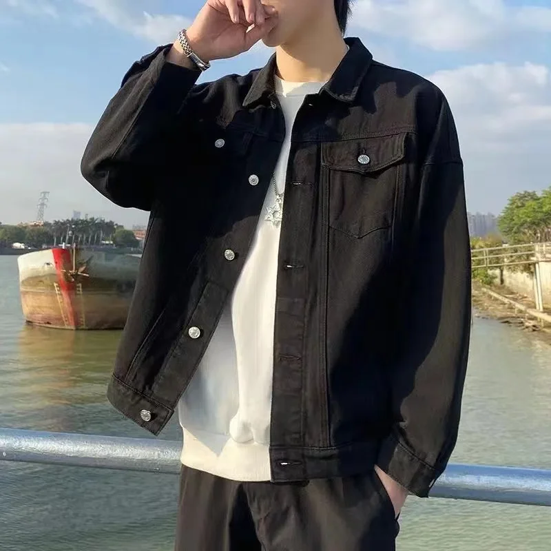 Chaqueta Vaquera Nea para Hombre, Estilo Japonés, Prenda Exterior E, Color Sólido, Chaqueta de Moda Primavera, Model...