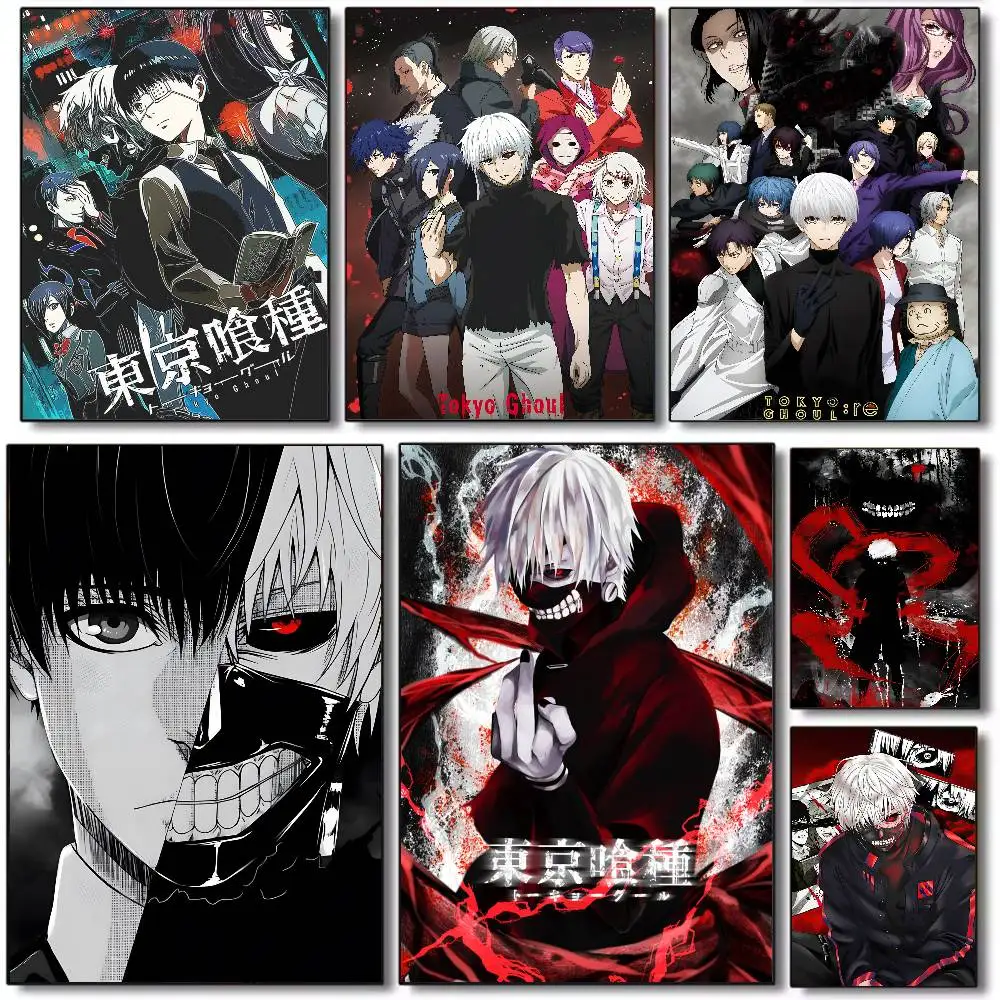 Japan T-Tokyo Ghoul ANIME Poster Kunst HD Leinwand Hochwertiger Ästhetischer Druck Papier Wandkunst für Wohnzimmer Heimdekoration