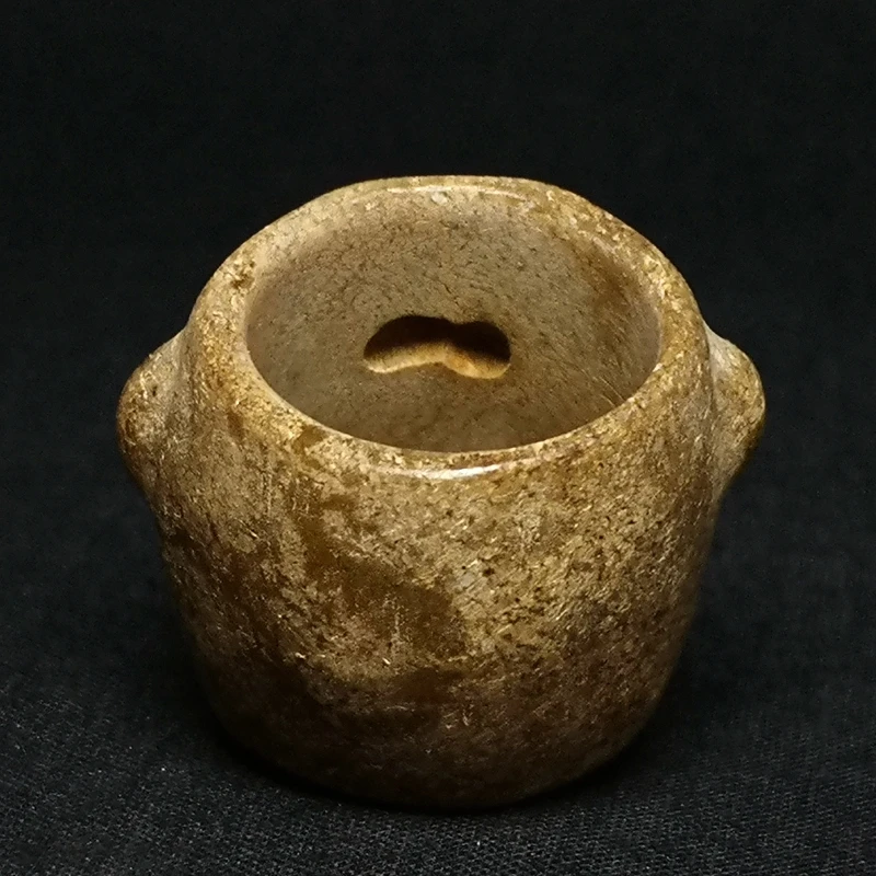 YIZHU CULTUER ART Size 3.7 × 2.3 cm Old Chinese Jade Carving Skeleton Skull Statue Thumb Rings