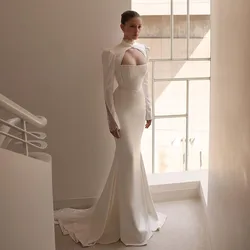 Eightree Formal Women Mermaid Wedding Dresses 2024 Long Sleeve Satin Lace Wedding Gowns Boho Beach Bridal Prom Dress Custom Size