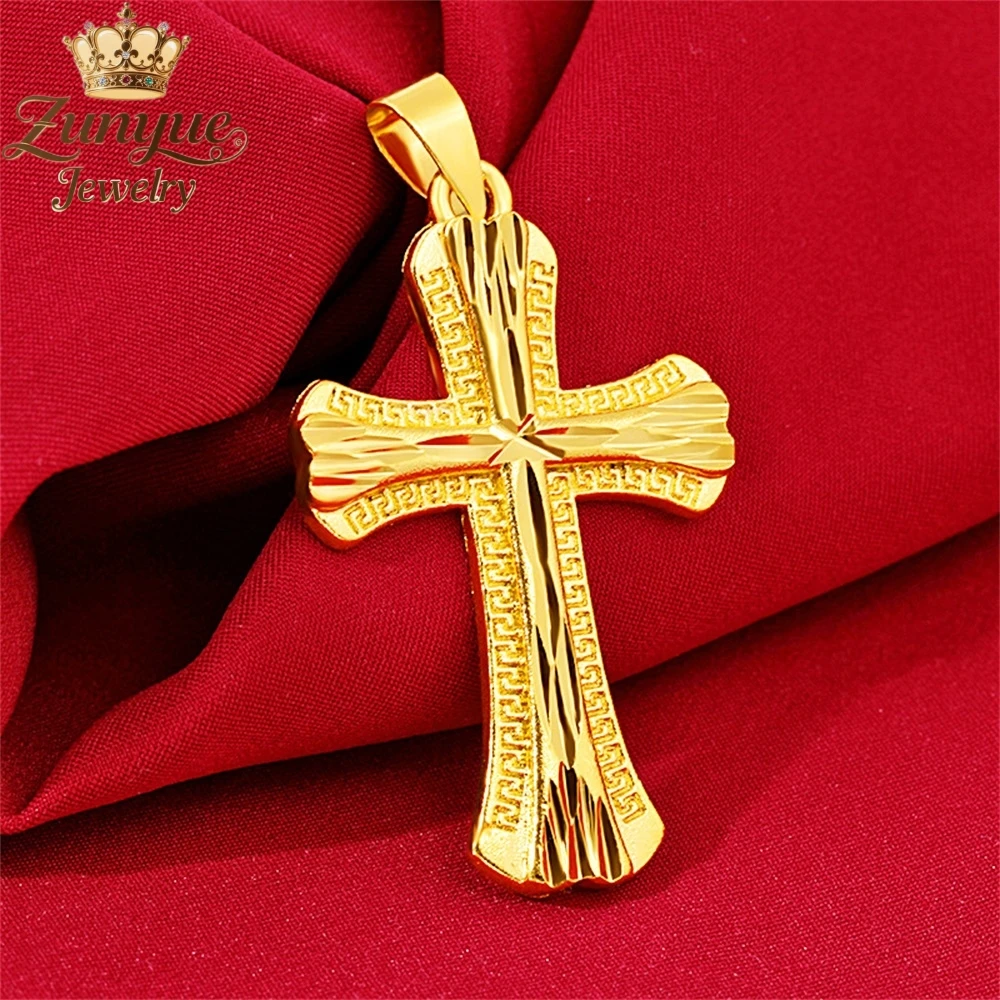

Sand Gold Bamboo Joint Cross Pendant Luxury Quality Jewelry Fashion Jewelry Gift Exquisite Elegant Popular High - End Charms You