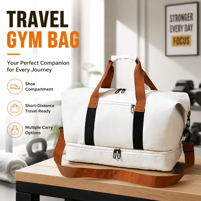 

Travel Gym Bag with Shoe Compartment, Short-Distance Luggage Portable Fitness Bags Shoulder Crossbody Handbags Duffle Bag
