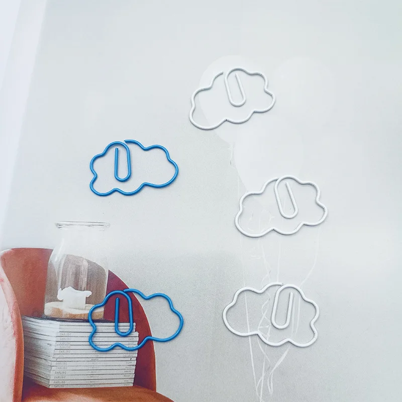 20pcs New Cloud Paper Clip Bookmark Document and Archive Organization Cute Student Binding Pin Office Paper Pin School Supplies