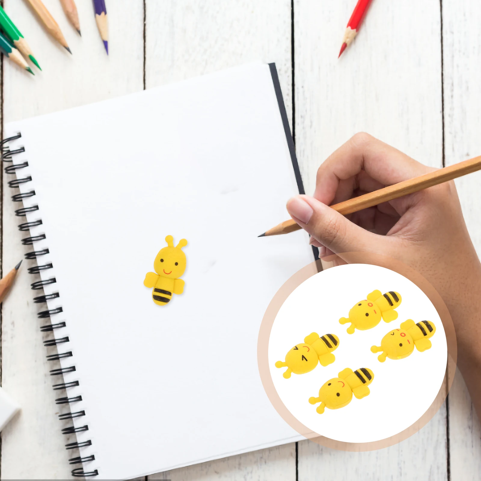 

48pcs Detachable Creative Animal Tpr Bee-Shaped Puzzle Erasing Mini Erasers For Classroom Preschool Learning Stationery