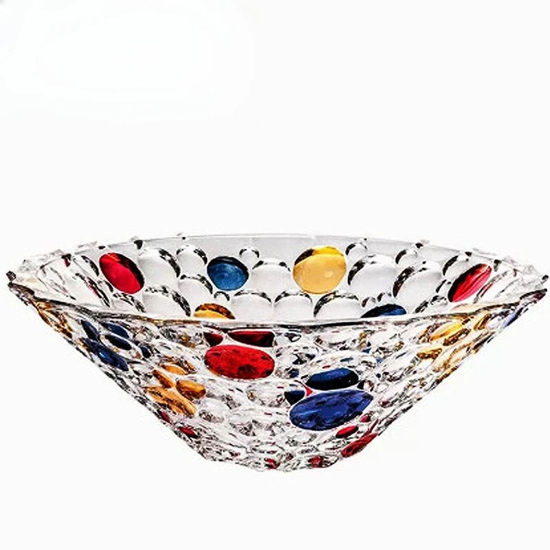 

Crystal glass colorful dried fruit plate fruit plate home dining table coffee table