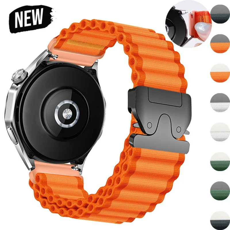 20 22mm Nylon-Armbänder für Samsung Galaxy Watch 7/6/5/4/Pro/Classic/Active 2 Fallschirm-Armband Correa für Huawei Watch GT6 5 Band