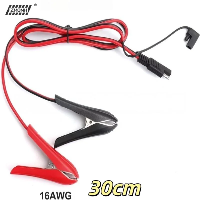 H 30CM 16AWG Alligator Crocodile Clip To SAE Connector Quick Release Quick Disconnect Car Solar Power Charging Extension Cable