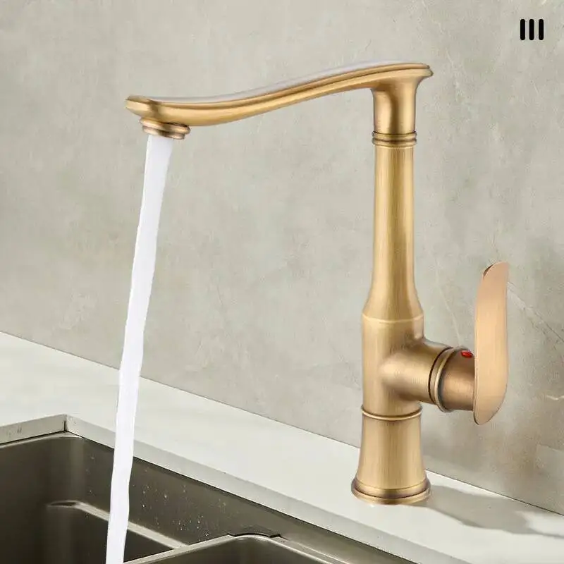 

Kitchen Rotation Hot And Cold Brass Antique Finished Faucet Tap Chrome Sink Mixer