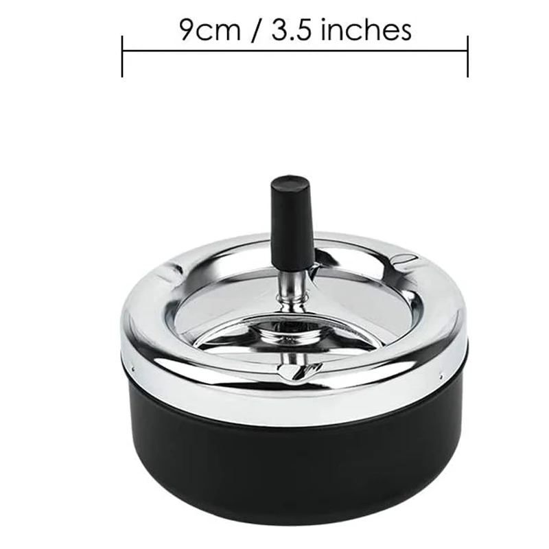 Metal Ashtray Round Rotating Self-Clearing Ashtray Portable Outdoor Smoking Ashtray Smoker Ashtray Office for Men Cigar Ashtray