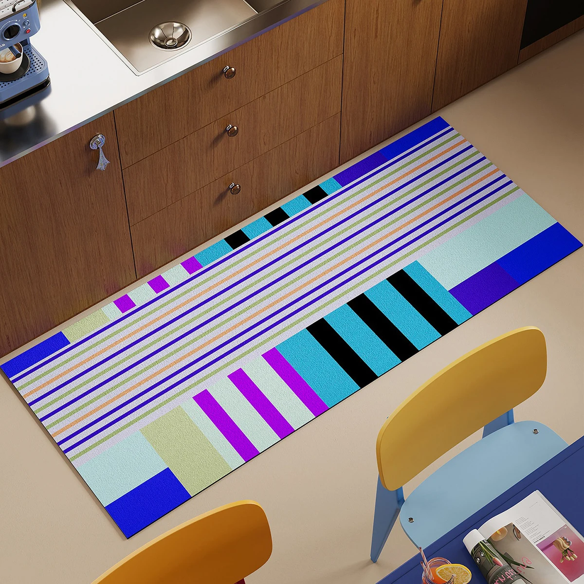 Dopamine Color Kitchen Floor Mat Anti-slip Carpet PVC Leather Oil-proof Waterproof Mats Long Strip Runner Rugs Tapis De Cuisine
