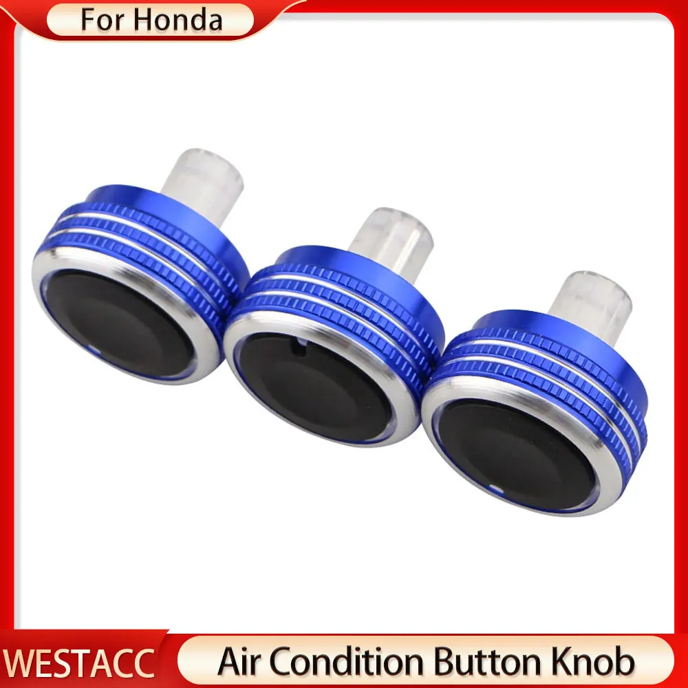 3Pcs Car AC Switch Button Knob for Honda City 2008 - 2014 Fit Crider Jazz 2003 2004 2005 2006 Air Conditioning Knob Accessories