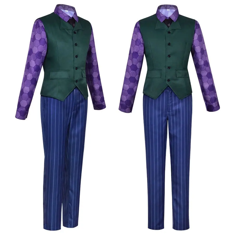 Disfraz de caballero, disfraz de payaso, trajes de Cosplay de caballero, abrigo morado para adulto, camisa, chaleco, trajes completos, accesorios de Halloween