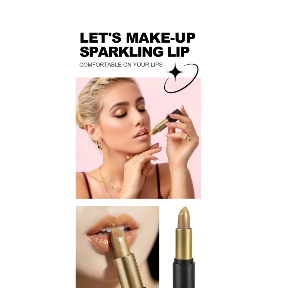 

Metallic Lip Gloss Set Glitter Diamond Lipstick Long-Lasting Waterproof High Pigment Shiny Sparkling Pearl Shimmer Lipstick