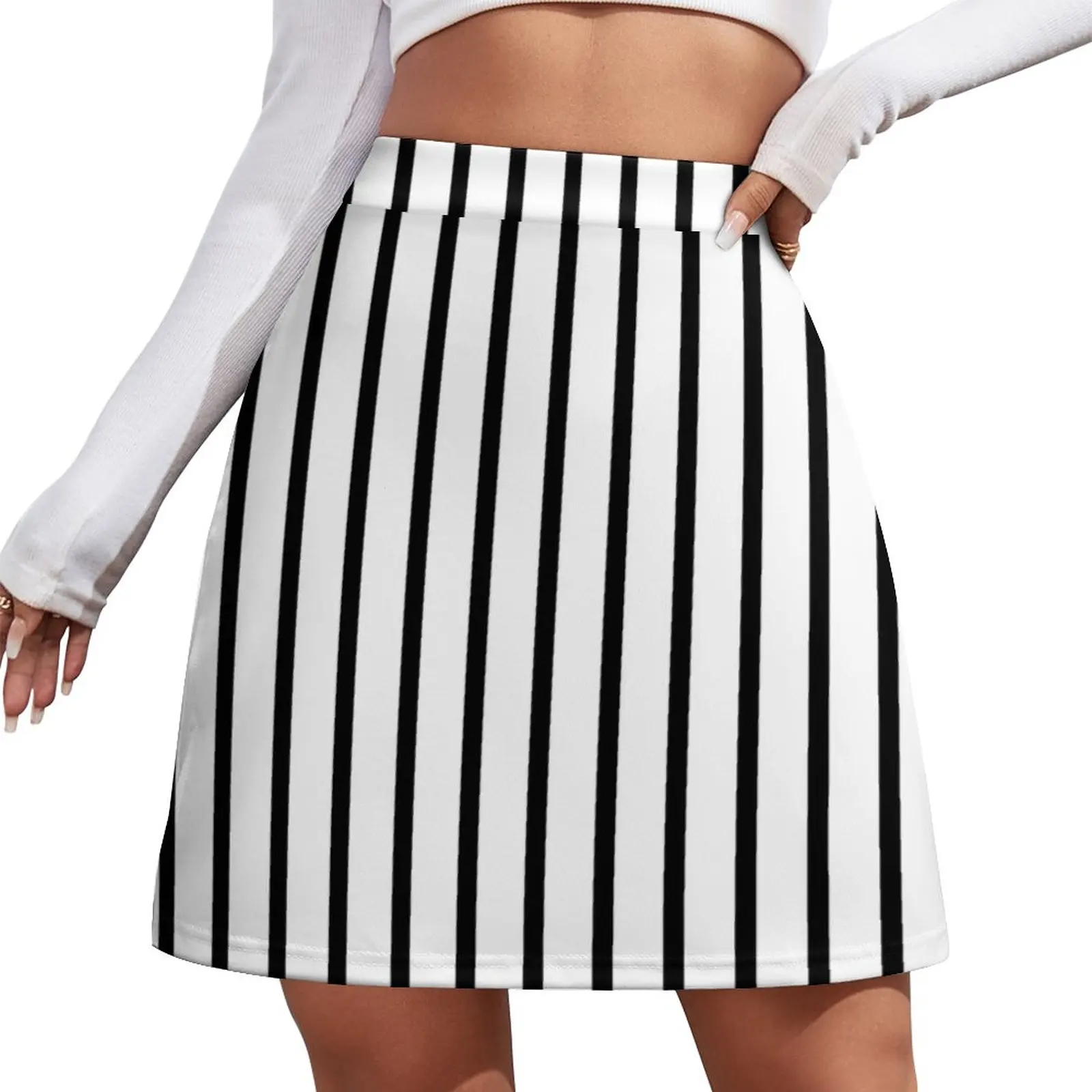 

Black and White Vertical Stripes - Version 2 Mini Skirt Women skirts summer skirts