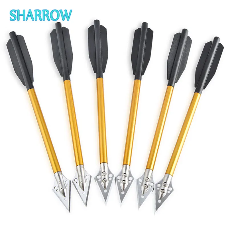 

6/12/24pcs 6.7inch Archery Arrow Aluminum Bolt Arrows Golden Broadhead for Outdoor Sports Shooting Practice Hunting Accessories