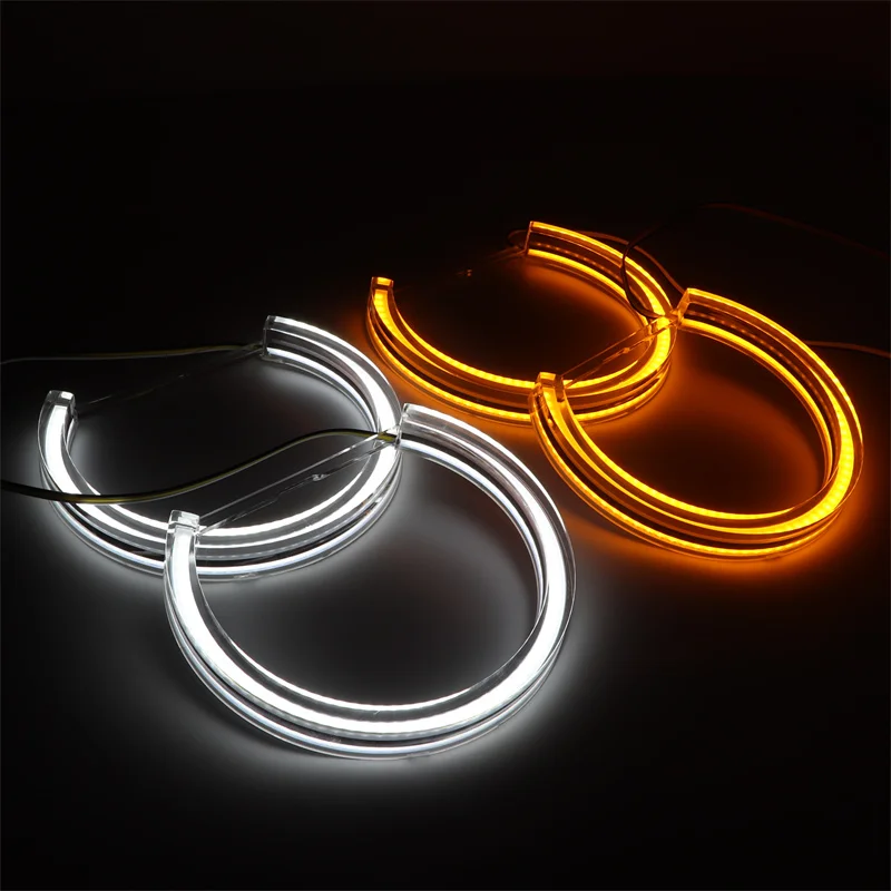 131mmx4 Car Styling Dual Color LED DTM Angel Eyes Headlights for BMW E36 E38 E39 E46 M3 Turn Signal  Rings Auto Accessories