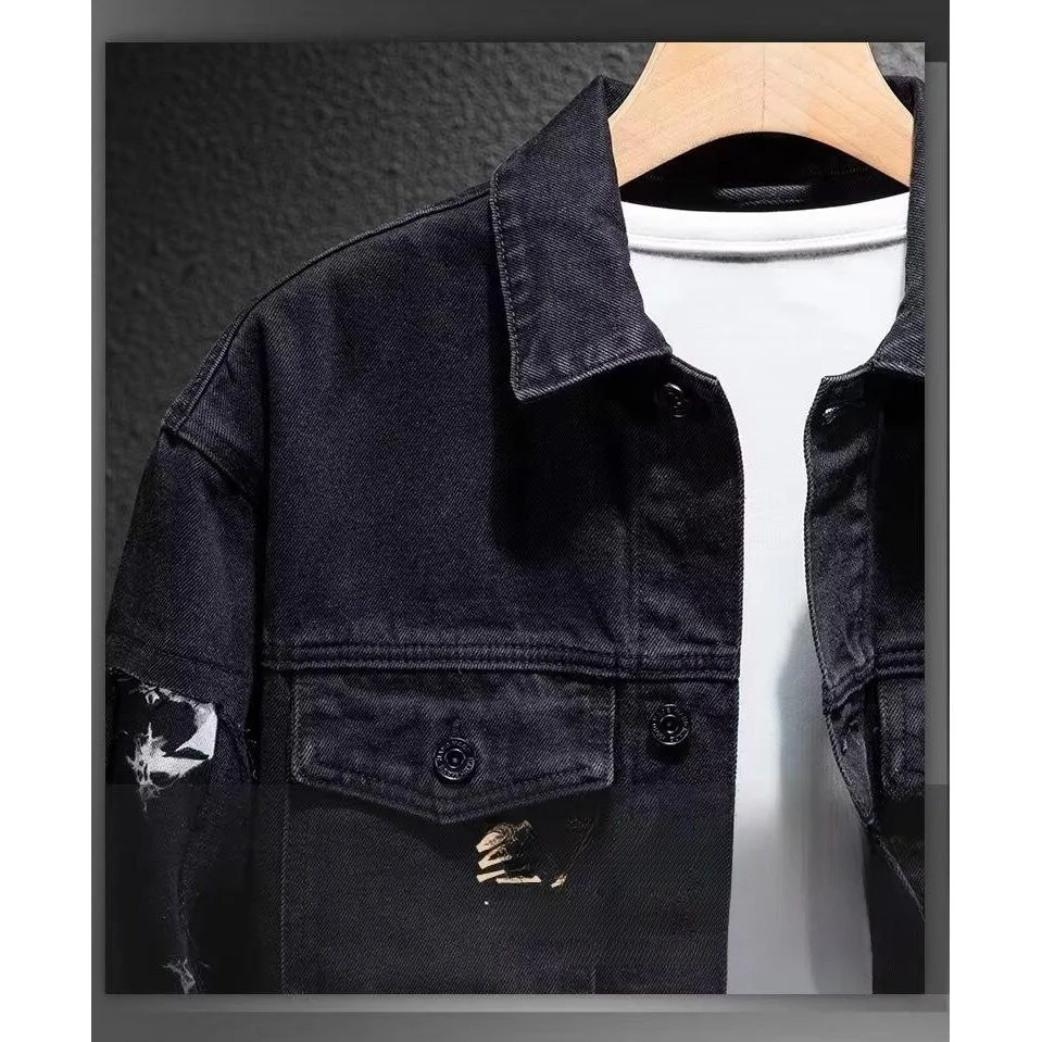 Chaqueta Vaquera Informal para Hombre, Nea, Ajustada, de Poliéster, Estilo Primavera-Otoño, Nueva Marca de Moda 2024, Abrig...