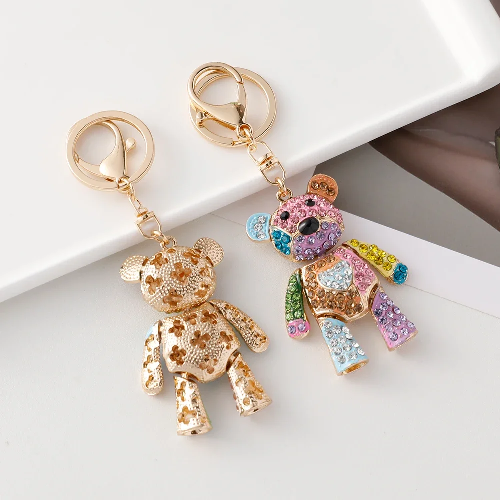 Colorful Bear Series Keychain Dazzling Colors Love Bow Bears Pendant Accompanying Gift Wedding Souvenir