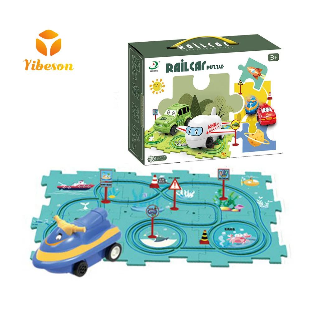 

Creative Toys Gift Electric Car Sea World Scene Children's Fun Puzzle 13pcs Electric Assembly Rail Car Puzzle Box Packin B024