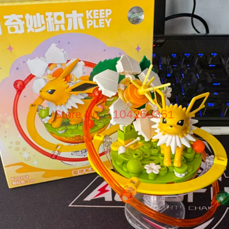 Keeppley Eevee Building Block Pokemon Family Planet Sylveon Vaporeon Espeon Jolteon Umbreon 3d Model Brick Figure Toys Gifts