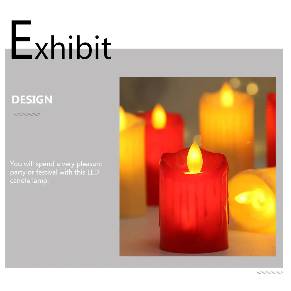 3 قطع مصباح LED أحمر ديكور نابض بالحياة لحفلات المهرجانات لوازم الحفلات الكهربائية عديمة اللهب التي لا يدخن