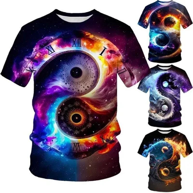 2023 Summer Constellation Tai Chi 3d Printed T-shirt Men's And Women's Casual Fashion O-neck Short-sleeved Streetwear Tops Tee