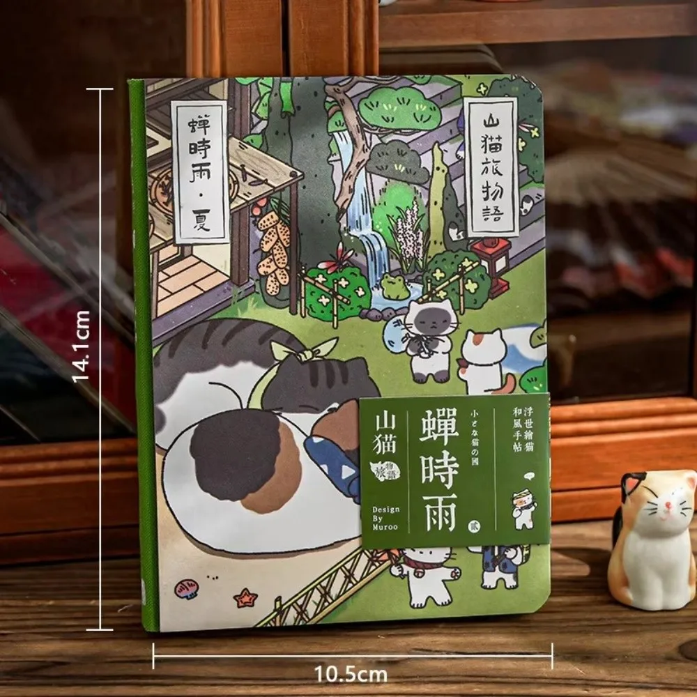 Creative Cat Themed Pocket Notebook Cartoon Illustration Note-Taking Diary Japanese Style Portable Notepad School Supplies
