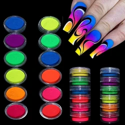1 Set Fluorescent Neon Pigment Nails Glitter UV Gel Nail Polish Colorful Nail Rubbing Dust Dipping Powder Manicure Decoration#T&
