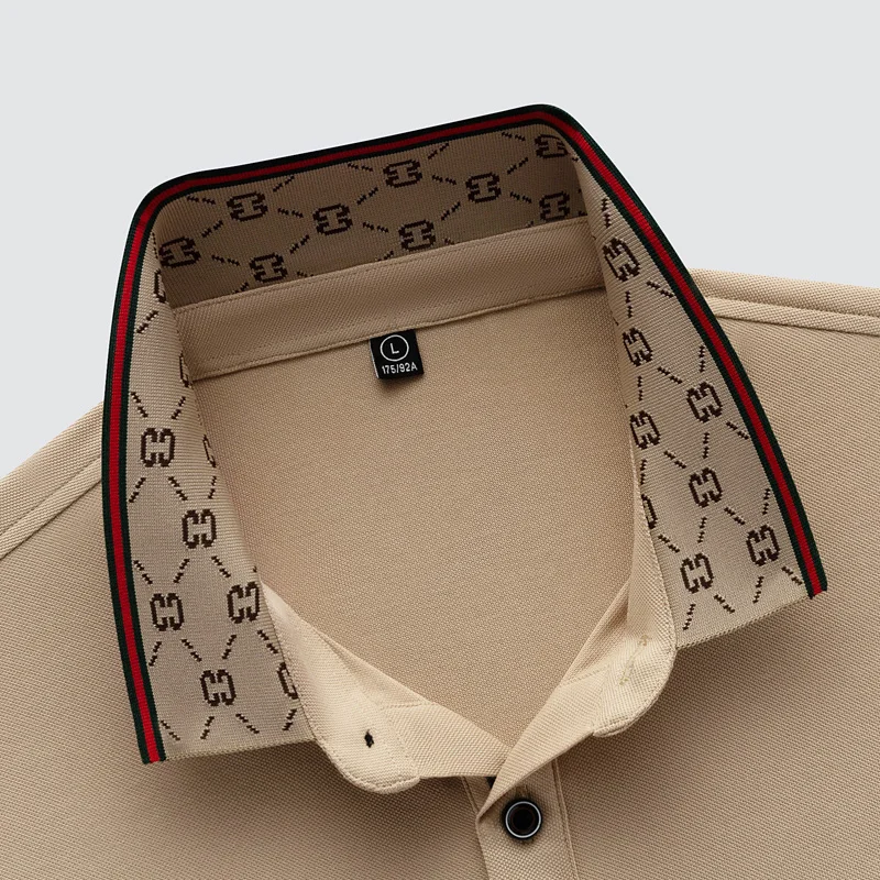 Hochwertiges Marken-Poloshirt mit kurzen Ärmeln, modisches Buchstabenprägungsdesign, Revers-T-Shirt, Sommer-Baumwoll-T-Shirt, atmungsaktiv, lässige Herrenbekleidung – Detail 33