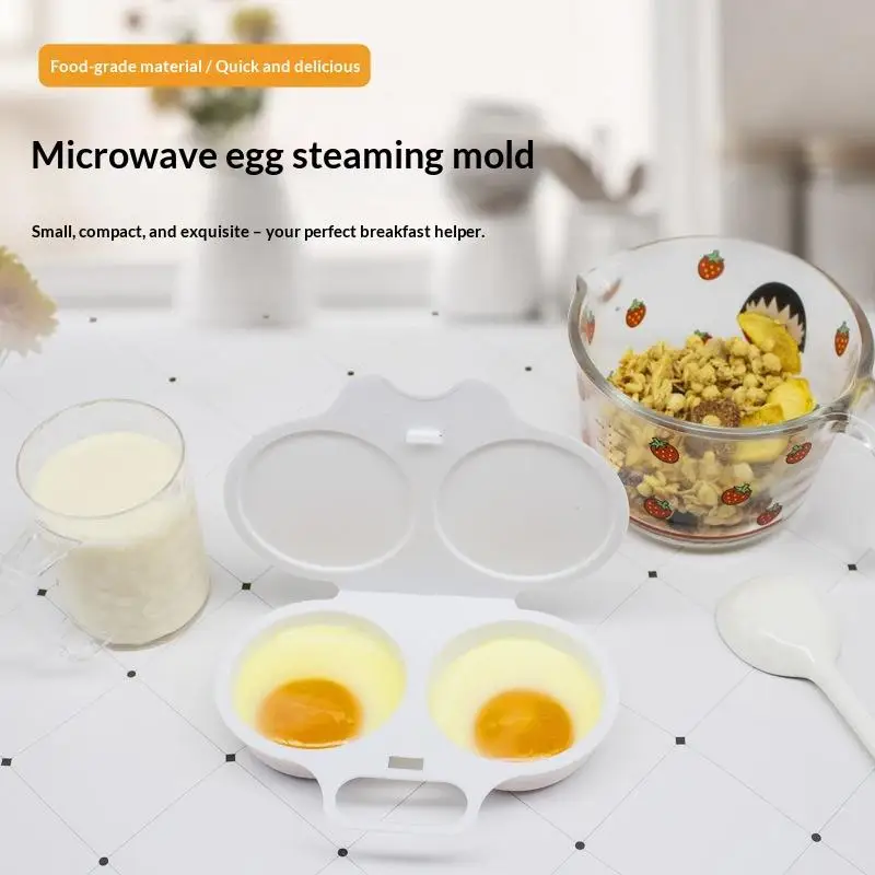 Double Cavity Plastic Microwave Egg Poacher Heat Resistant Egg Steamer Mold for Kitchen Breakfast Cooking