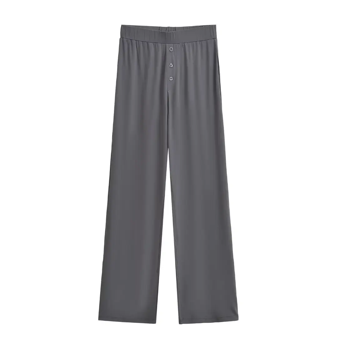 ارتفاع الخصر فضفاضة مريحة اليوغا الرياضة مستقيم الساق عارضة السراويل النسائية واسعة الساق السراويل الطويلة Faionable كل مباراة #4