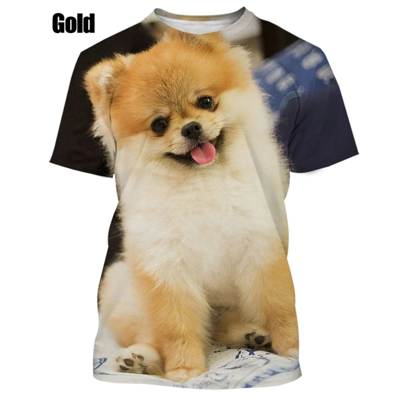 New Summer Hot Sale Funny Dog Pomeranian 3D Printing High Quality Men\'s And Women\'s T-shirt Tops Cute Tee Clothing Y2k Clothes