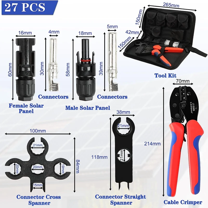 Imagem -03 - Kit de Alicadores de Friso Solar para Cabo pv Painel Solar Plugue Masculino e Feminino Ferramentas de Friso 2.5 mm mm Pares