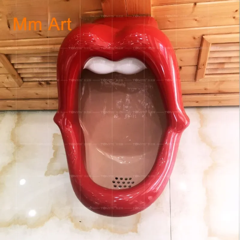 

Special shape big red mouth urinal red lip personality ceramic urinal features with sensor urine pocket