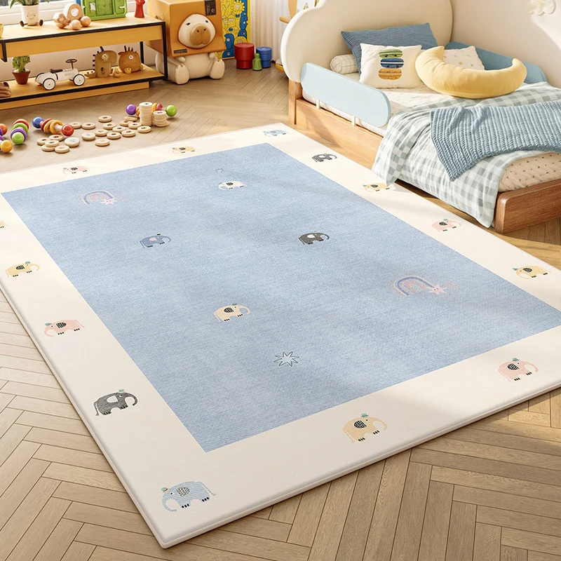 Living Room Carpet Non-slip Waterproof Wear-resistant Floor Mat Blue Cute Rug Bedroom Home Decoration Mats 양탄자