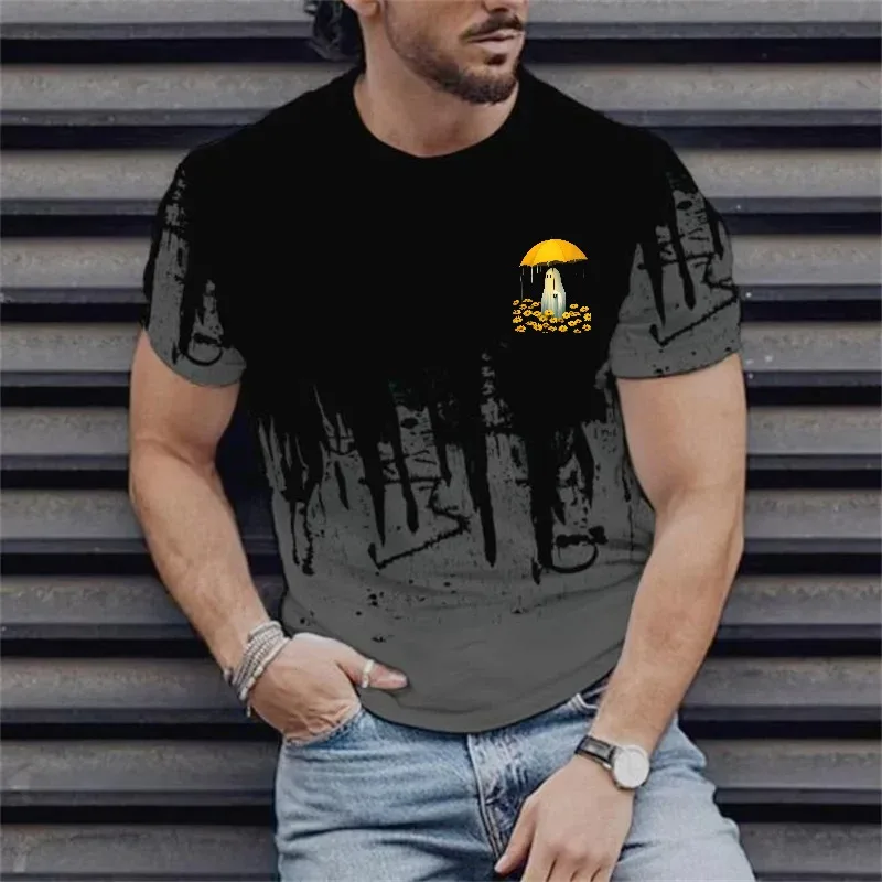 

Men's T-Shirt Black Forest Mushroom Print with Yellow Cap Design