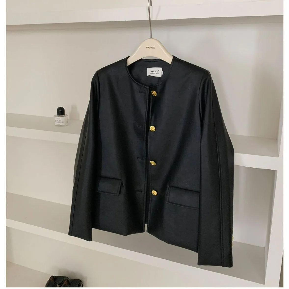 جاكيت نسائي أنيق من الجلد الصناعي الأسود، تصميم عصري للربيع والخريف، نمط كاجوال شعبي، فضفاض وذو إحساس راقي للسيدات #4