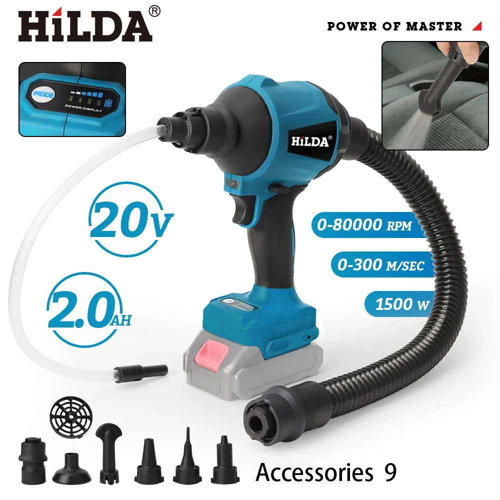 HILDA Brushles Duster Compressed Air Blower Electric Inflator Dusting & Vacuuming Dusting Machine For Makita 18V Battery