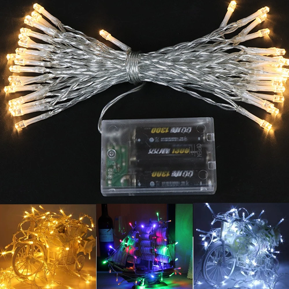 Guirlande lumineuse LED, guirlande lumineuse de Noël de 3 m/6 m, lumières décoratives de boîte de piles AA, anniversaire, fête, chambre à coucher, lumières de Noël