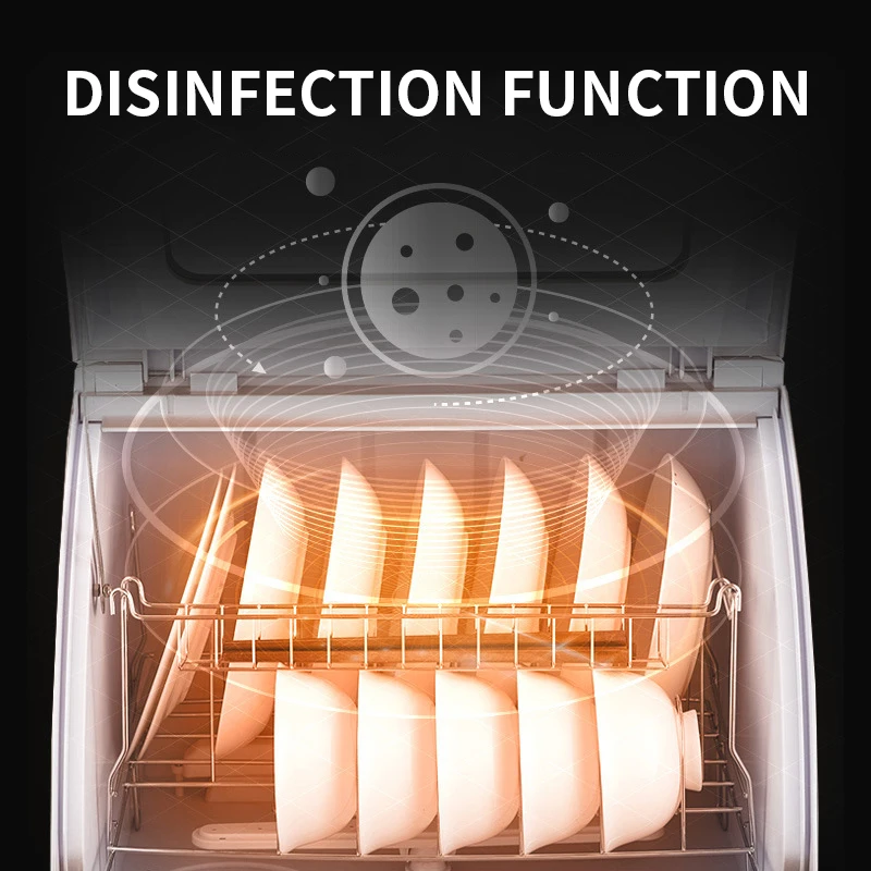 Mesin Pencuci Piring 800W Desktop Rumah Sterilisasi dan Pembersihan Sepenuhnya Otomatis Mesin Pencuci Piring Mini Terintegrasi 220V 50Hz